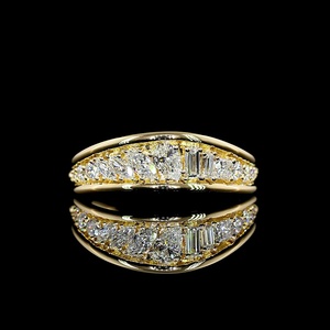 Bague de mariage en or jaune 14 carats avec diamant de laboratoire multi-formes certifié IGI 0,5 carat, taille poire, marquise, princesse - Vente en gros - Product Image 1
