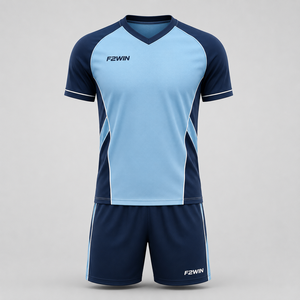 Conjunto de Camiseta de Fútbol para Hombre F2WIN, Azul Marino, Cuello en V, Manga Corta, Malla Transpirable, Corte Regular, Todas las Temporadas, Precio Económico, Personalizable - Product Image 1