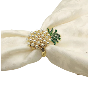 Anneaux de serviette en métal décoratifs classiques et élégants en forme d'ananas pour intérieur/extérieur – En stock - Product Image 1