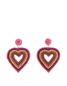 Belle broderie perlée à la main Belle boucle d'oreille coeur dans un nouveau design multicolore à la mode fantaisie pour les femmes - Product Image 1