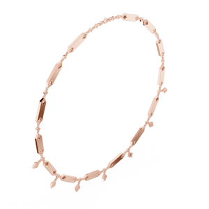 Collier à maillons géométriques en or rose avec accents de diamants cultivés en laboratoire |   Bijoux fins minimalistes modernes pour femmes, cadeau - Product Image 1