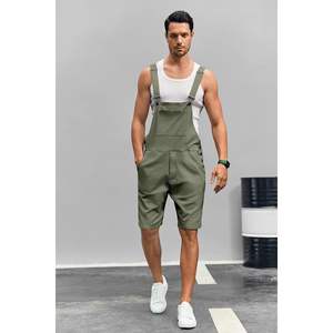2025 hommes décontracté bavoir ensemble Shorts léger coton coupe ample Denim combinaison avec Walkshort poches barboteuses - Product Image 5