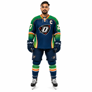 Camiseta de Hockey sobre Hielo Sublimada Personalizada para Hombre, Transpirable, de Poliéster, Cuello en V, Manga Larga, Ropa de Equipo, Nombre y Número del Jugador, Tipos OEM - Product Image 1