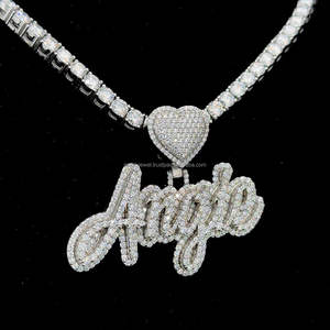 Elegante colgante de diamante chapado en oro para mujer con cadena de tenis a juego de 3mm en plata de ley con joyería de diamantes VVS moissanite - Product Image 2