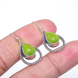 COPPER GREEN TURQUOISE 925 Sterling <b>Silver</b> <b>Earring</b> Handmade Gemstone Jewelry Women <b>Earring</b> Unique Jewelry - Product Image 3