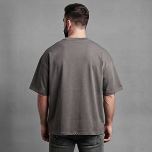 เสื้อยืดผู้ชายทรงบ็อกซี่ คอวี ปี 2026 ผ้าฝ้าย 100% สไตล์ดิสเทรสพิมพ์ลายสกรีนโลโก้ตามสั่ง สีตามสั่ง - Product Image 3