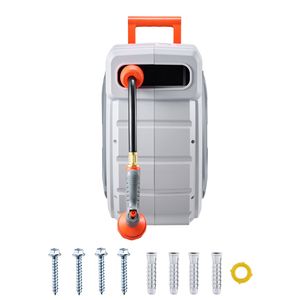 Carrete Retráctil para Manguera de Jardín de 5/8 Pulgadas x 100 Pies, de Alta Resistencia, Montado en Pared con Boquilla de 9 Patrones - Product Image 1
