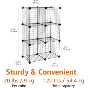 6-Cube Stackable Storage Organizer No-Tool Assembly Wire <b>Grid</b> <b>Metal</b> Shelving Unit 26"W X 38"H X 12.6"D Home Storage Organization - Product Image 2