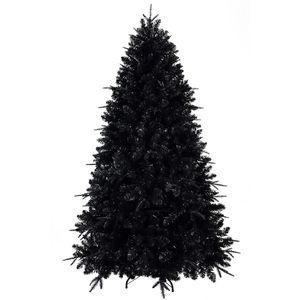 Sapin de Noël artificiel noir pré-éclairé de 2,4 m avec 150 lumières et 666 pointes pour la décoration d'Halloween et des fêtes - Product Image 3