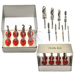 Kit de 8 forets pour implants dentaires en acier inoxydable, instruments chirurgicaux certifiés CE, poignée ergonomique manuelle, classe II, durable - Product Image 3