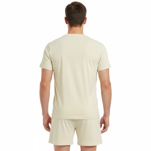 Custom Eco-Friendly <b>Knitted</b> Polyester/Cotton Casual Soft Breathable Short Sleeve T-shirt Shorts 2-Piece Summer Loungewear <b>Set</b> - Product Image 4