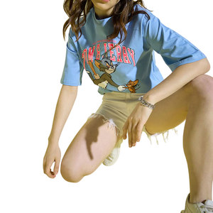 Camiseta de Manga Corta Personalizada para Mujer, de Alta Calidad, en Algodón y Poliéster, con Estampado Serigrafiado y Hombros Caídos, Precio al por Mayor 2026 - Product Image 4