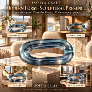 SOFIYA CRAFT Sculpture en résine faite à la main, écologique, personnalisée, en forme de chaîne, bleu transparent, décoration intérieure, cadeau, taille sur mesure - Product Image 4