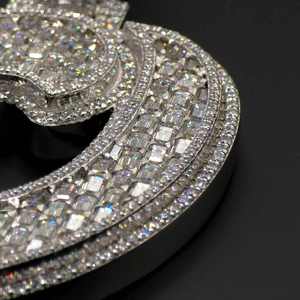 <b>Iced</b> Out Moissanite <b>Ring</b> Oval Cut Bridal Jewelry Double Row Sparkling Band for Women Party Wear - Product Image 3