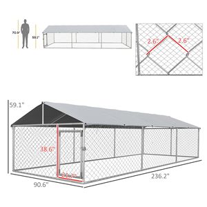 Cuccia per Cani da Esterno 6m x 2.3m x 1.5m Argento, Impermeabile con Tetto Anti-UV per Cani di Taglia Grande, Gabbia per Animali Domestici - Product Image 3