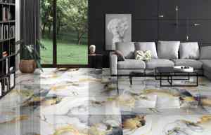 Carreaux de céramique modernes dorés 600x1200mm, finition brillante, grand format, revêtement mural pour bureaux et villas de luxe - Product Image 2