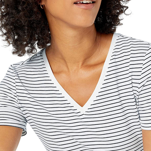 T-shirt pour femme, moderne, écologique, été, col en V, design uni, logo personnalisé, tissu en coton doux et léger, style décontracté - Product Image 6