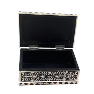 White and <b>Grey</b> Bone Inlay Jewellery <b>Box</b> Handcrafted Wooden <b>Storage</b> Case for Elegant Vanity Organization at lowest prices - Product Image 6