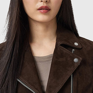 เสื้อแจ็คเก็ตหนังแฟชั่นผู้หญิงแบบครอปสำหรับฤดูหนาว  แบบมีซิป - Product Image 5