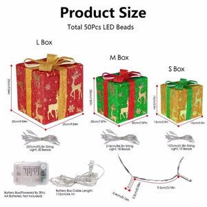 Set 3 Christmas Lighted Gift <b>Boxes</b> 50 LED Christmas Box Decorations Ribbon Bows IP44 Waterproof <b>Party</b> Lighting Ornament for Xmas - Product Image 6