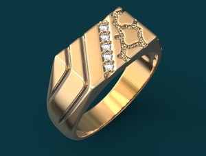 Luxury Designer 925 Sterling Silver <b>Gold</b> Finish CZ <b>Ring</b> Modern Pyramid Wide Band Fashion Jewelry - Product Image 3