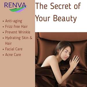 Taie d'oreiller en soie satinée pour les cheveux et la peau, taille standard 18" x 28", avec housses de coussin douces et respirantes pour dormir, couleur marron, lot de 2 - Product Image 3