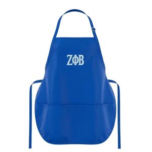 Delantal Bordado Zeta Phi Beta, Delantal de Cocina Azul con 3 Bolsillos, Correa Ajustable para el Cuello, Delantal Resistente para Cocinar, Hornear y Trabajar - Product Image 1