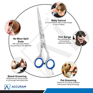 Tijeras de Barbero Profesionales Accuram, Cuchilla de Afeitar, Manuales, Ecológicas, Reutilizables, de Acero Inoxidable, para Peluquería, Corte de Cabello - Product Image 5