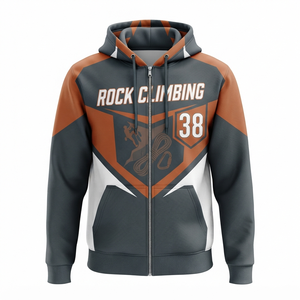Sudadera con capucha y cremallera para hombre, diseño deportivo con número 38, bloques de color, tejido de poliéster, para otoño, con bolsillo frontal - Product Image 1