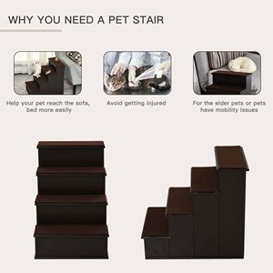Scaletta per Animali Domestici Marrone con Copertura Imbottita Rimovibile per Cani e Gatti di Piccola Taglia fino a 10 kg - Letti e Accessori per Animali Domestici - Product Image 5