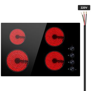 Piano Cottura Elettrico da 30 Pollici a 4 Fuochi, 7200W, con Piano in Ceramica, Alimentazione a Gas Radiante, Pannello in Vetro con Manopole - Product Image 1