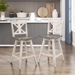 Luxury Tufted Wingback Bar <b>Stools</b> Upholstered <b>Dining</b> Chairs with Nailhead Trim - Product Image 2