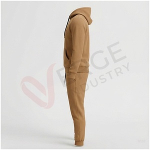 Conjunto Deportivo para Hombre, Color Camel, Manga Larga, con Capucha, Color Sólido, Transpirable, Corte Regular, para Otoño - Product Image 3