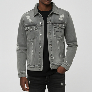 Wholesale Men's Long Winter <b>Denim</b> <b>Jackets</b> 100% Cotton Breathable Eco-Friendly Washed Custom Embossed Vintage Style OEM - Product Image 5