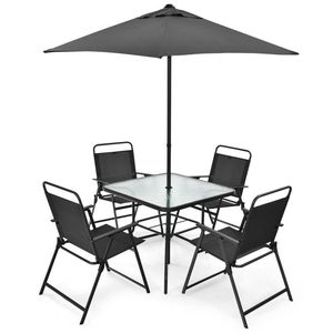 Set da Pranzo da Giardino a 6 Pezzi con Ombrellone per Esterni - Product Image 1