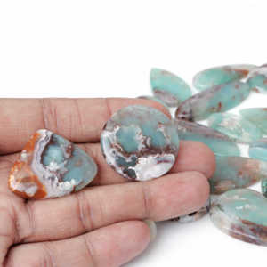 Aquaprase naturel, cabochons de pierres précieuses en vrac de formes variées à dos plat, fournitures pour bijoutiers et métallurgistes, pierre pour enroulement de fil - Product Image 4