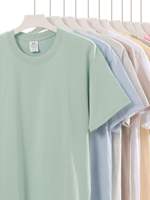 T-shirt Homme Col Rond Coupe Droite Ample Épaules Larges 100% Coton Coton Velours Côtelé Épais 150 Grammes Blanc Marque USA avec Impression de Lettres et Logo Personnalisé
