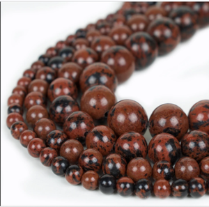 Collier de perles en obsidienne acajou de haute qualité, perles lisses en pierre naturelle, cristal de guérison, fil de perles en pierre naturelle, guérison Reiki - Product Image 3