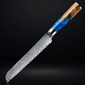 Viking Art Custom Handmade <b>Bread</b> <b>Knife</b> Damascus Steel Wood+Resin Handle Leather Sheath 10-11.9in Blade Ambidextrous Design - Product Image 1