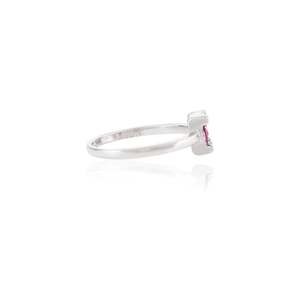 14K White Gold Invisible <b>Set</b> <b>Square</b> Ruby and Cushion Cut Diamond Wedding Ring - Product Image 6