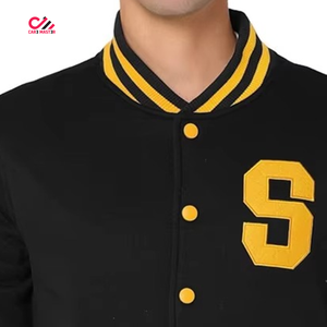 เสื้อแจ็คเก็ตวิทยาลัยแฟชั่นล่าสุดสำหรับผู้ชาย แจ็คเก็ต Letterman Varsity แบบเรียบสั่งทำได้ ขายส่งเสื้อ Varsity ผ้าแคนวาสแบบเรียบด้านหน้า - Product Image 2