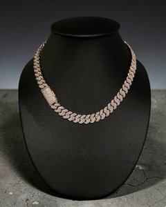 Cadena de Eslabones Cubanos con Incrustaciones de Moissanita VVS de Corte Brillante Redondo, Bañada en Rodio, Unisex, de Lujo, para Uso Diario - Product Image 1