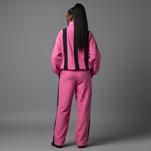 High Quality 100% Nylon Sportswear Color Block Tracksuit Causal Wear Windbreaker Lightweight Zipper Stand Collar 2PCS <b>Set</b> - Product Image 6