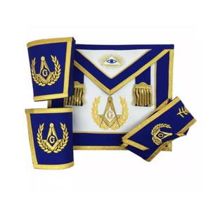 Ensemble de tablier maçonnique Maître Maçon, Regalia de Loge Bleue, comprenant Tablier, Collier et Manchettes, Ensemble de Regalia d'Officier Franc-Maçon - Product Image 1
