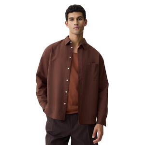 Chemise décontractée tissée sur mesure pour homme, à manches longues, boutonnée, avec col et poche, coupe décontractée, mode quotidienne, vente en gros de vêtements - Product Image 2
