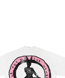 <b>White</b> <b>Men's</b> Oversized T-Shirt With Hot Girl Club Print Back Logo Street Style Short Sleeve O-Neck Jersey Cotton - Product Image 3