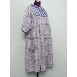 Robe d'été décontractée mi-longue pour femme, moderne, en coton tricoté, coupe trapèze, col en V, bretelles réglables, confortable, respirante, avec dentelle et imprimé floral - Product Image 5