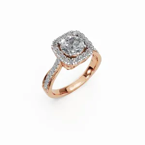 Bague solitaire en diamant rond cultivé en laboratoire certifié IGI en or rose 18 carats, certifiée luxe pour femmes - Product Image 5