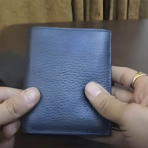 Portefeuille homme en cuir bleu de qualité supérieure, à double pliage, avec plusieurs emplacements pour cartes, design fin, en cuir véritable, pour usage formel et décontracté, porte-cartes - Product Image 1