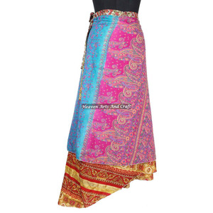New Designer Pareo <b>Wrap</b> <b>Skirts</b> Rajasthani Jaipur Silk Sari Magic <b>Wrap</b> <b>Skirts</b> Indian Reversible Magic Sari Art Silk <b>Wrap</b> Around - Product Image 3